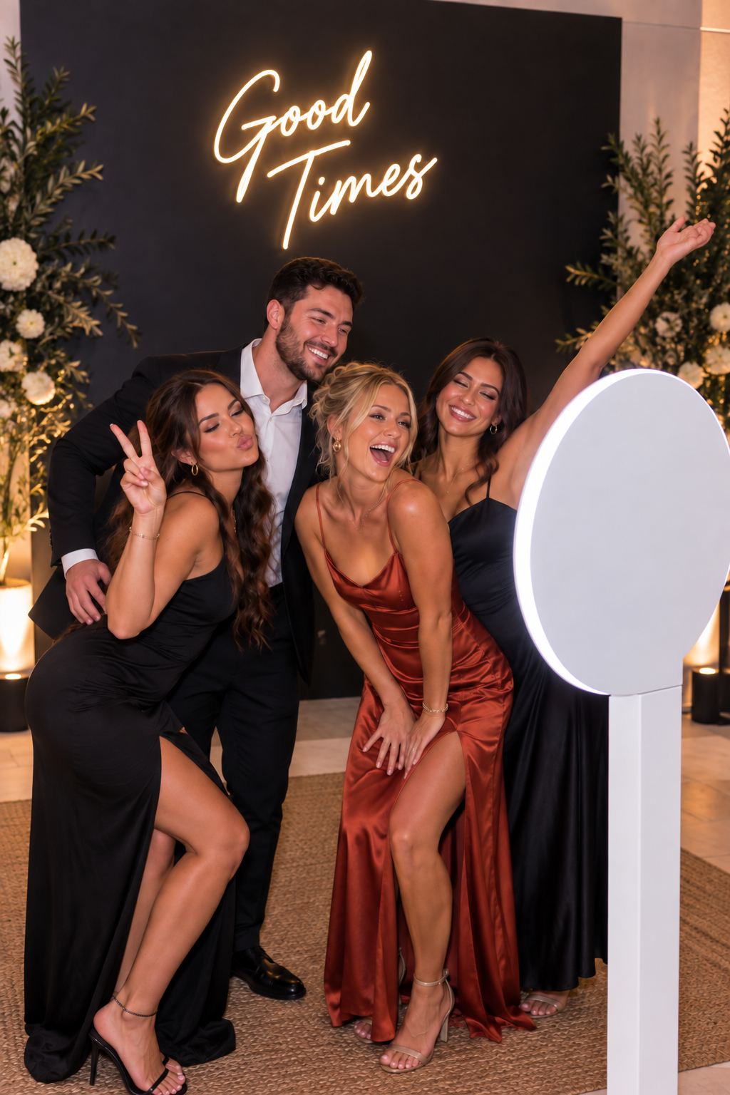 Digital selfie station interactive touchscreen at an event